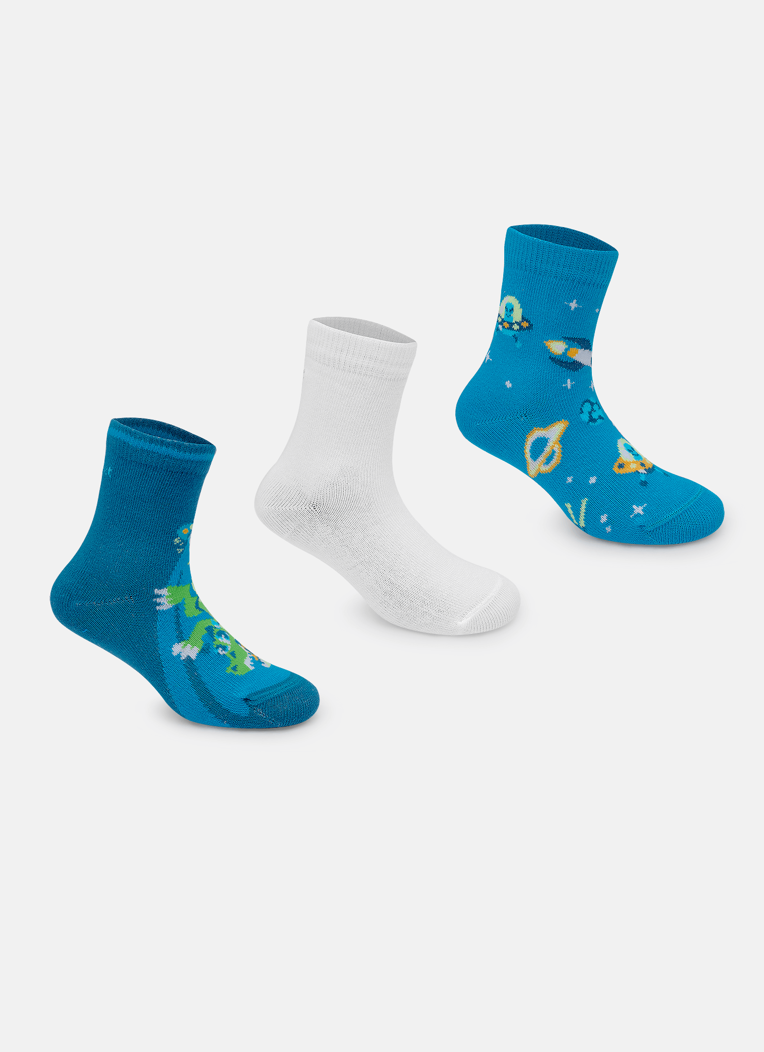Kit-Com-3-Meias-Cano-Curto-Menino-Dino-Astronauta