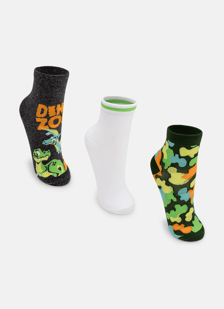 Kit-Com-3-Meias-Cano-Curto-Menino-Teen-Dino-Trio