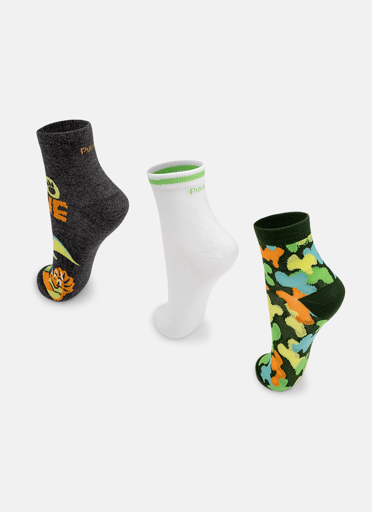 Kit-Com-3-Meias-Cano-Curto-Menino-Teen-Dino-Trio