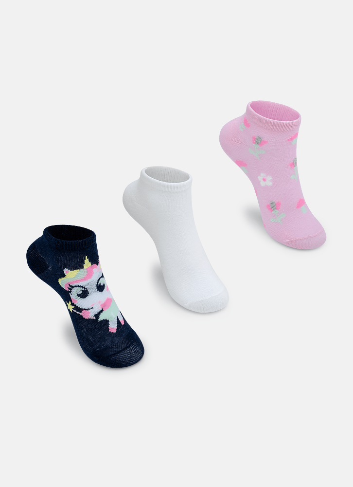 Kit-Com-3-Meias-Cano-Curto-Menina-Unicornio-Encantada