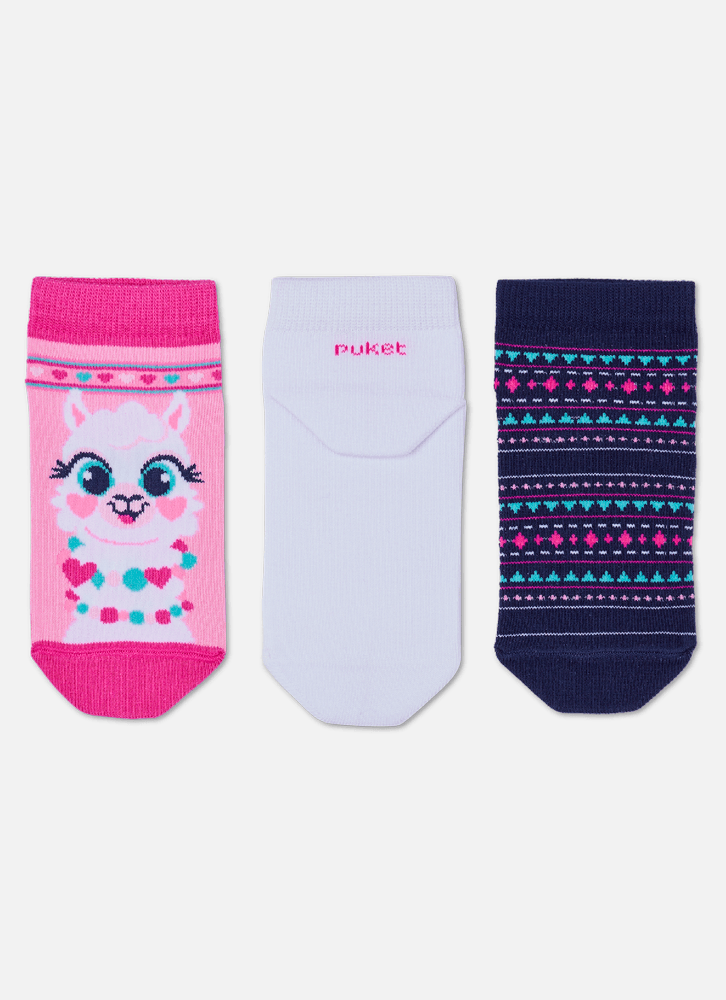 Kit-Com-3-Meias-Cano-Curto-Menina-Lhama
