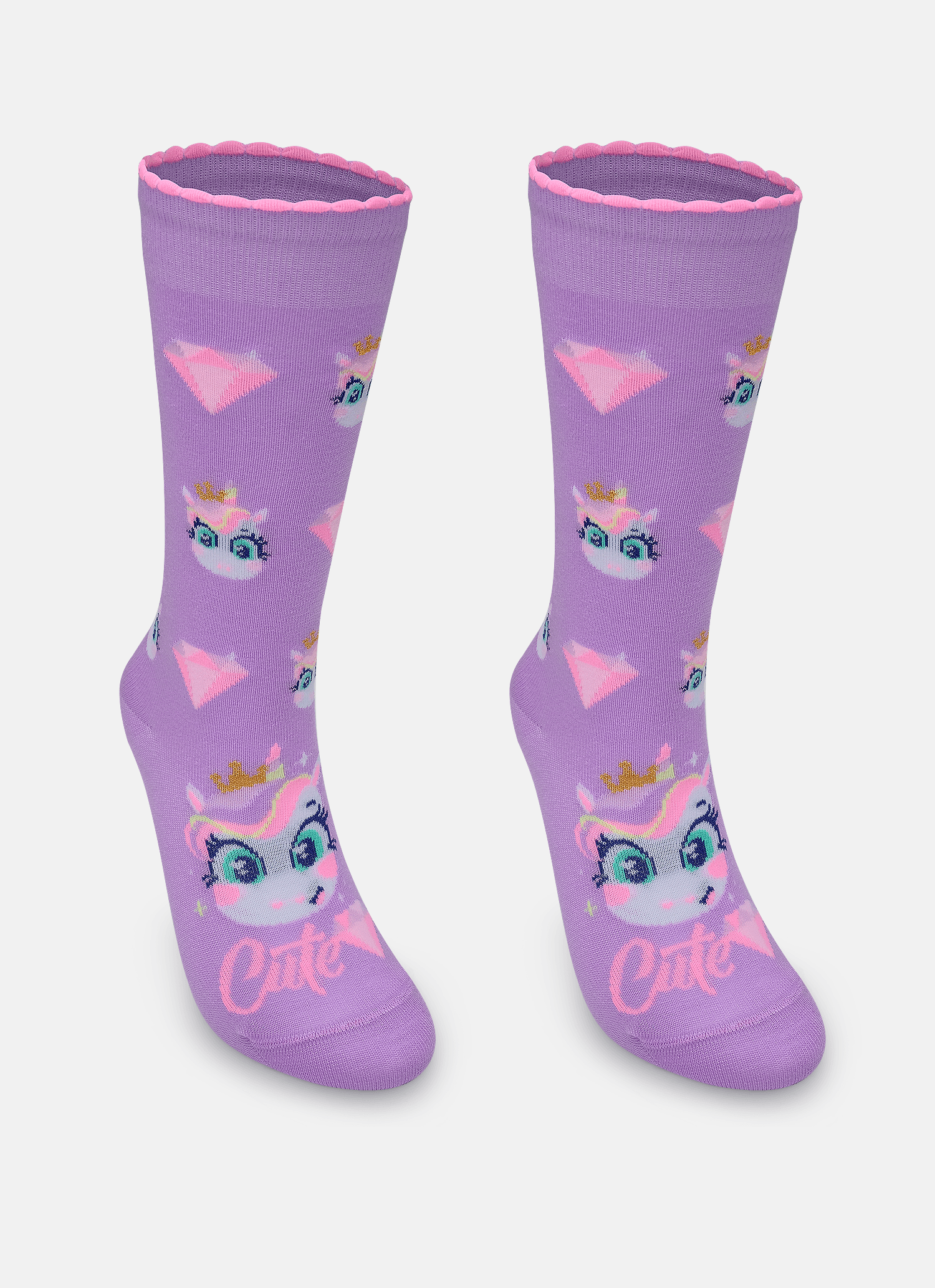 Meia-Cano-3-4-Feminina-Unicornio-Diamante