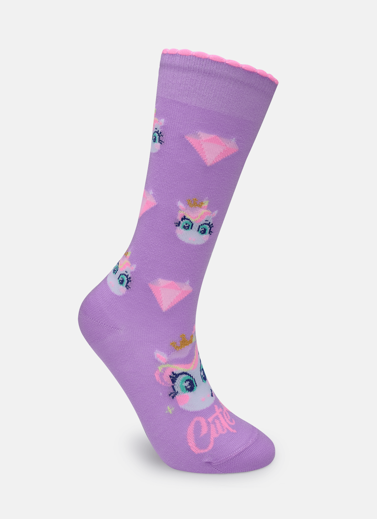 Meia-Cano-3-4-Feminina-Unicornio-Diamante