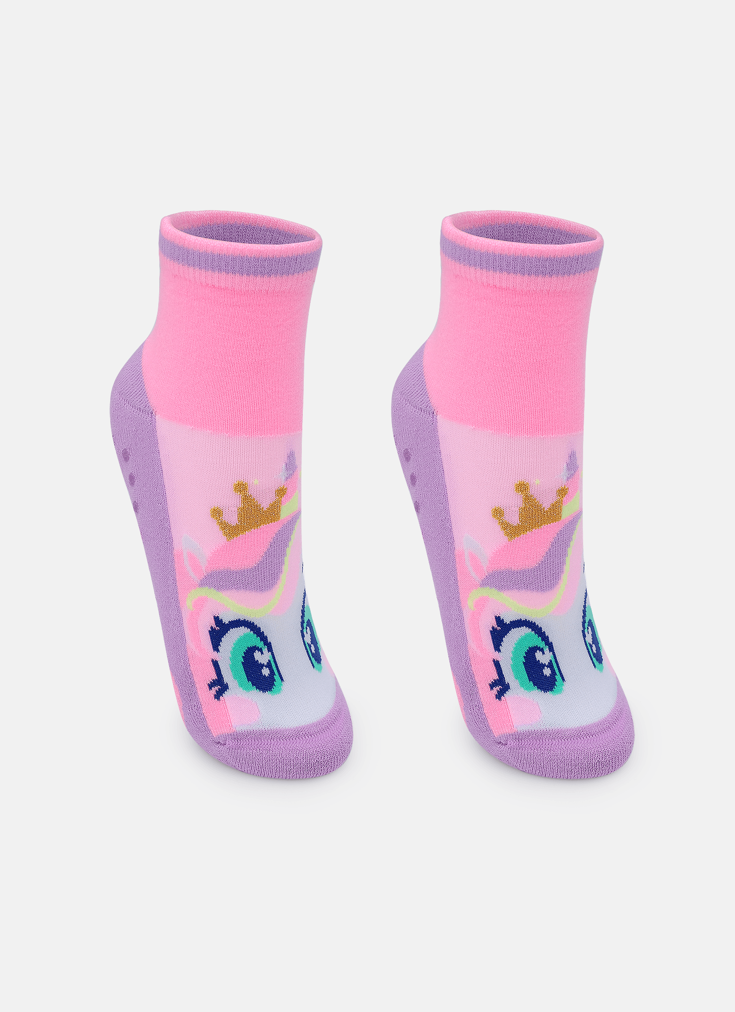 Meia-Cano-Curto-Antiderrapante-Feminina-Unicornio-Diamante