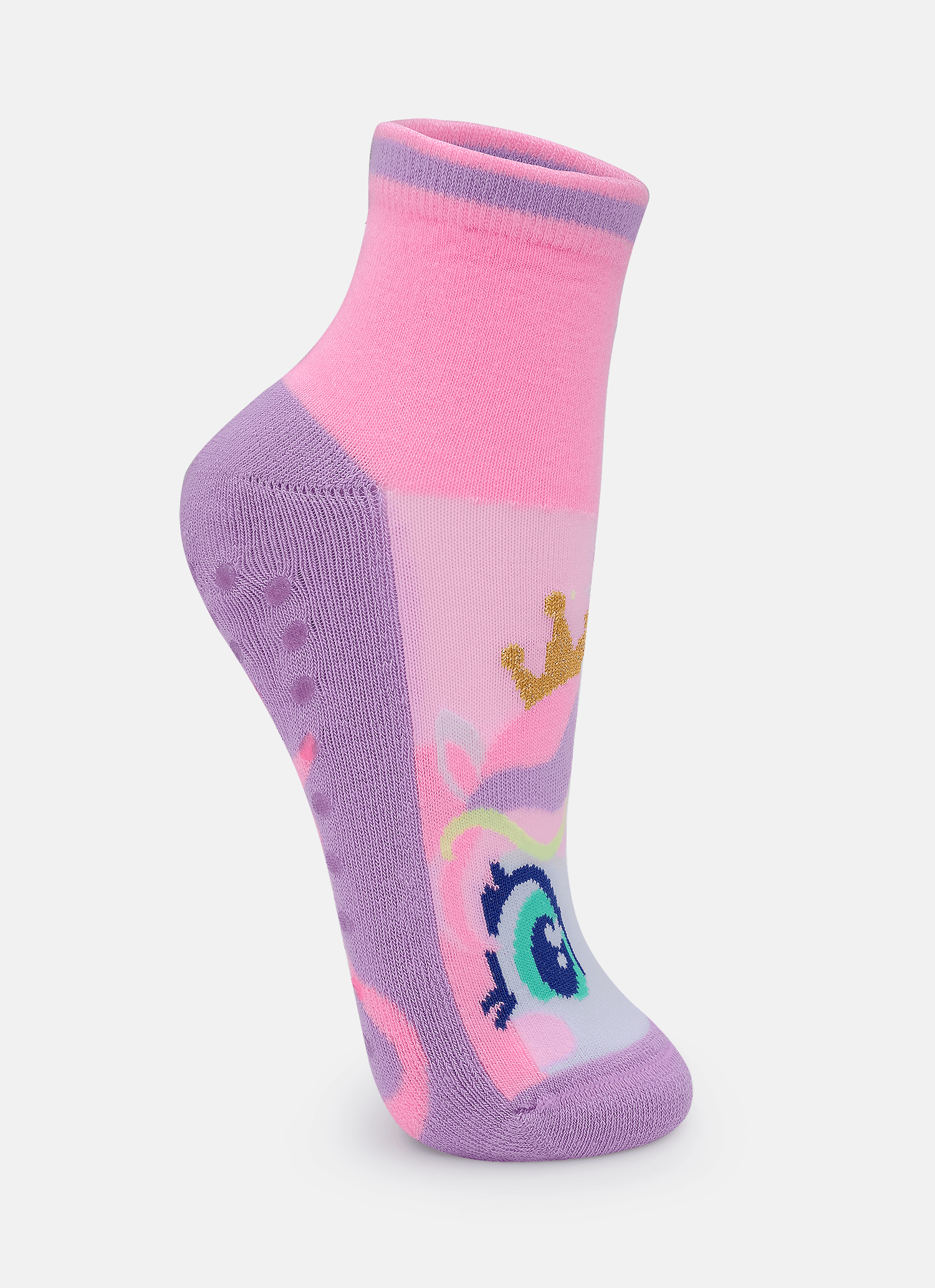Meia-Cano-Curto-Antiderrapante-Feminina-Unicornio-Diamante