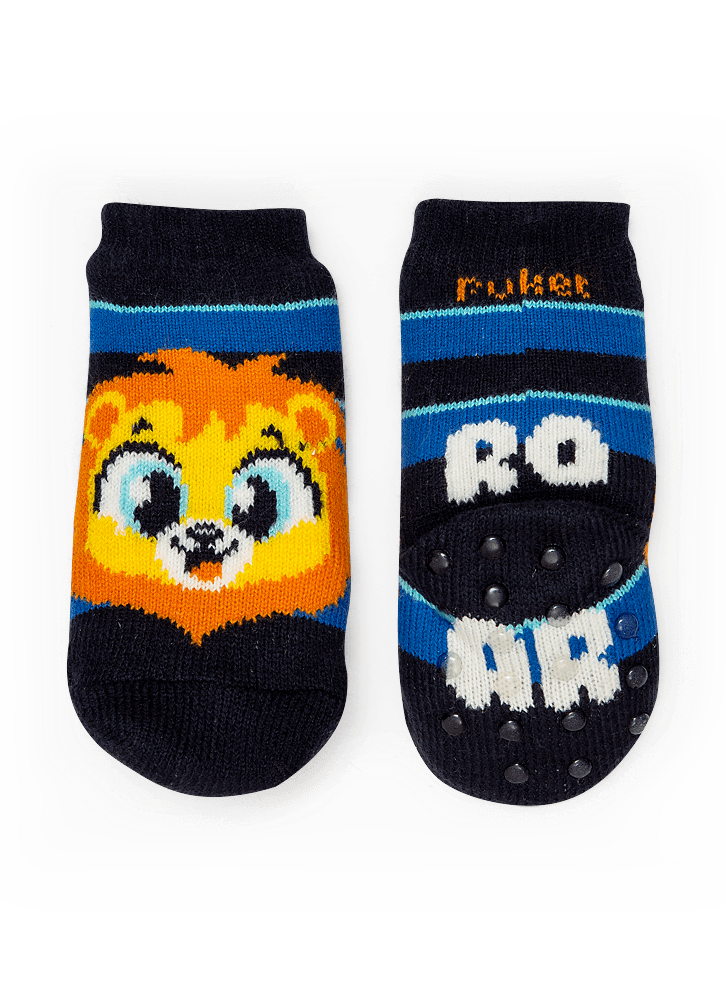 Meia-Botinha-Antiderrapante-Bebe-Tricot-Leao