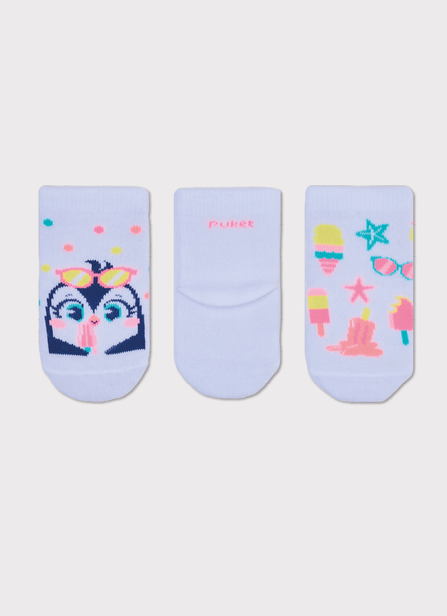 Kit-Com-3-Meias-Cano-Medio-Bebe-Menina-Pinguim