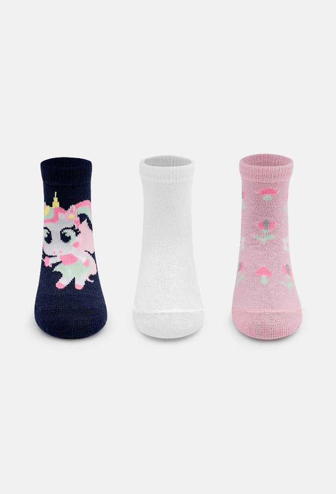 Kit-Com-3-Meias-Cano-Medio-Bebe-Menina-Unicornio-Encantada