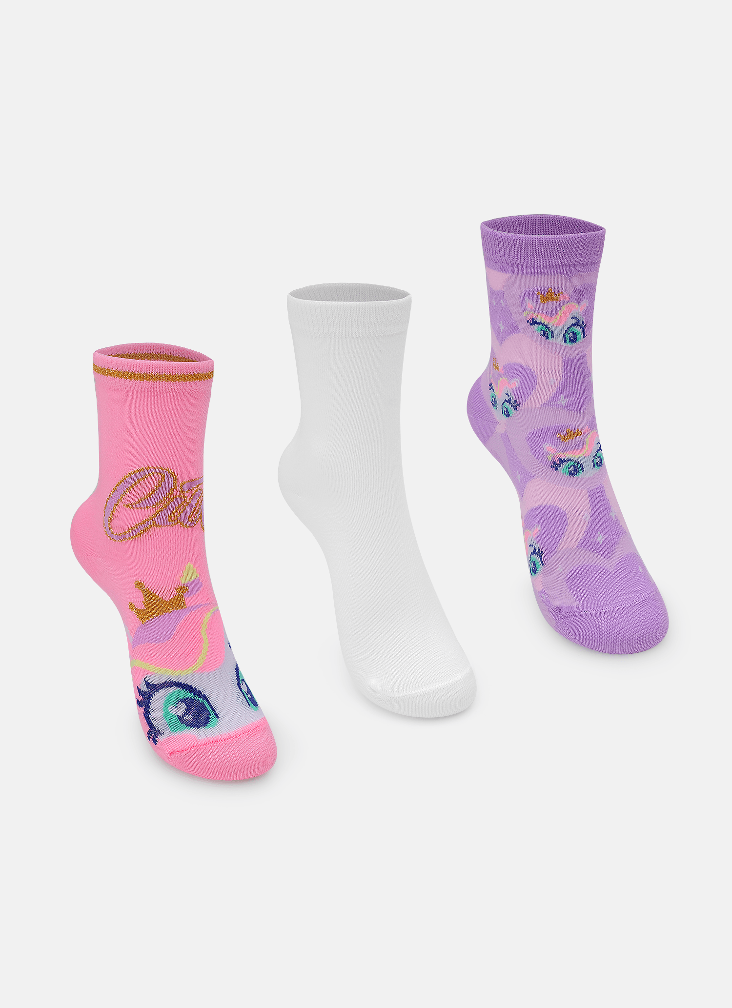 Kit-Com-3-Meias-Cano-Medio-Menina-Unicornio-Diamante