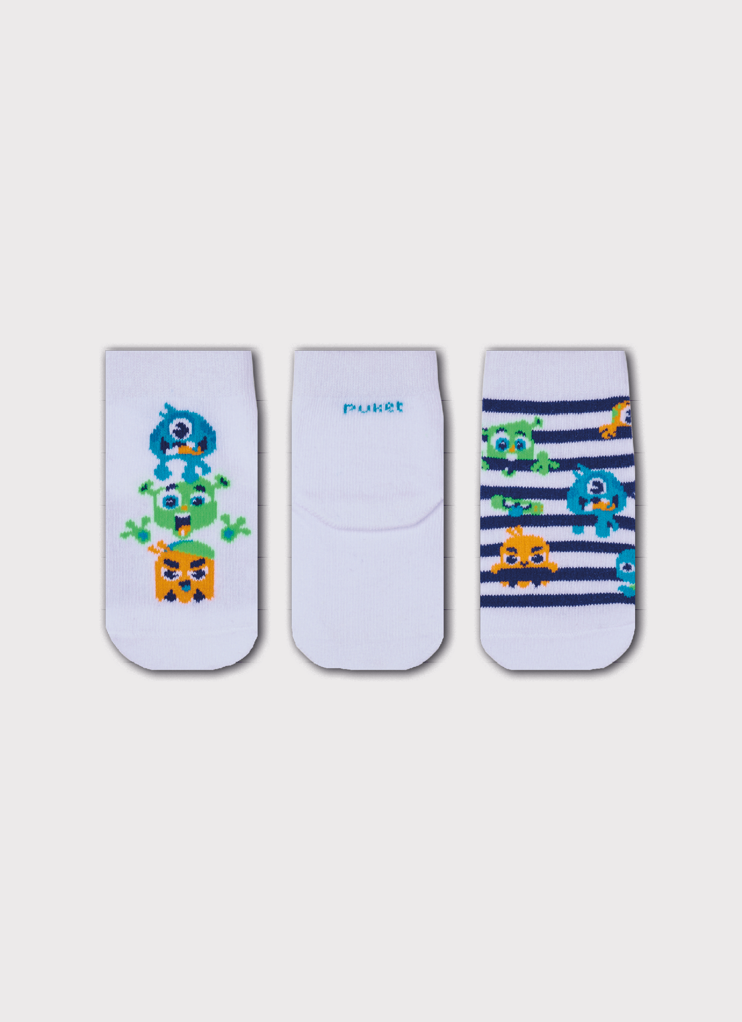 Kit-Com-3-Meias-Cano-Medio-Bebe-Menino-Club-Monstros
