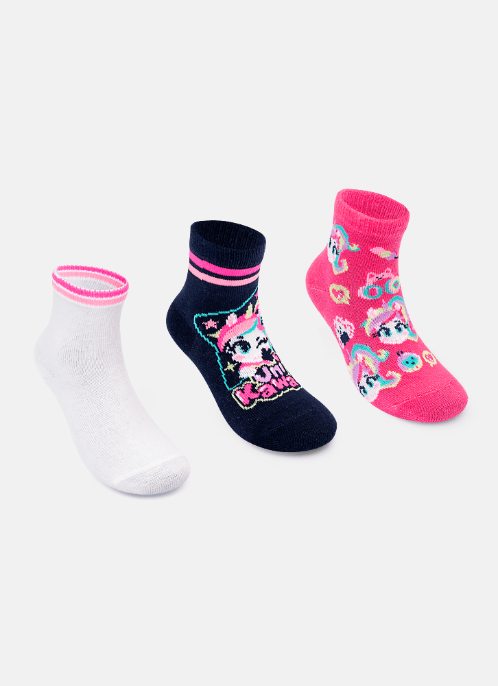 Kit-Com-3-Meias-Cano-Medio-Menina-Unicornio-Kawaii
