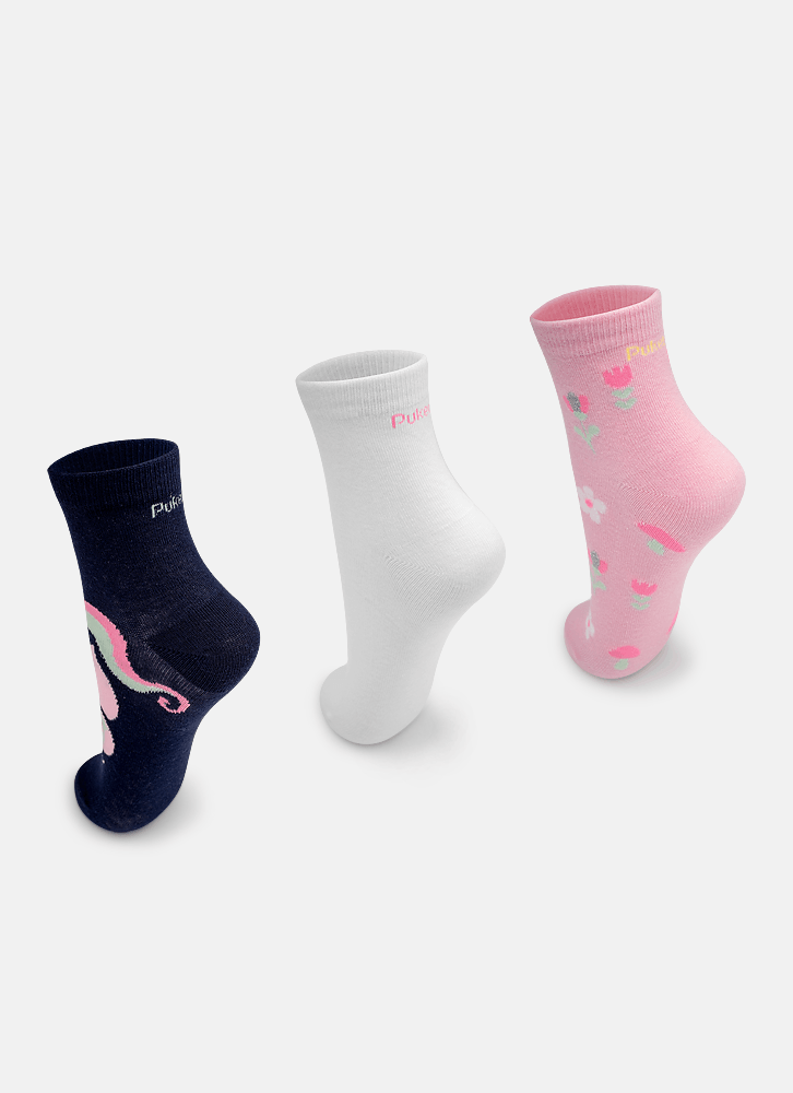 Kit-Com-3-Meias-Cano-Curto-Feminino-Unicornio-Encantada