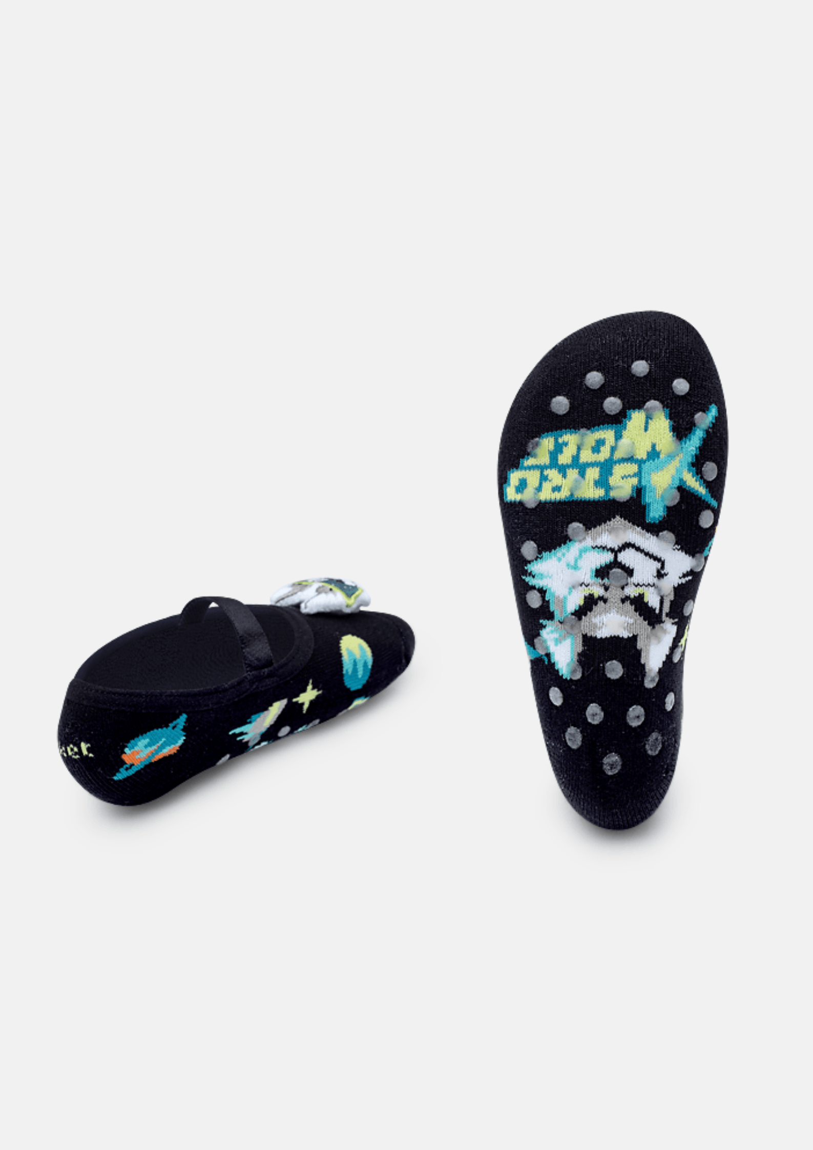 Meia-Sapatilha-Antiderrapante-Com-Aplique-De-Led-Bebe-Menino-Lobo-Space