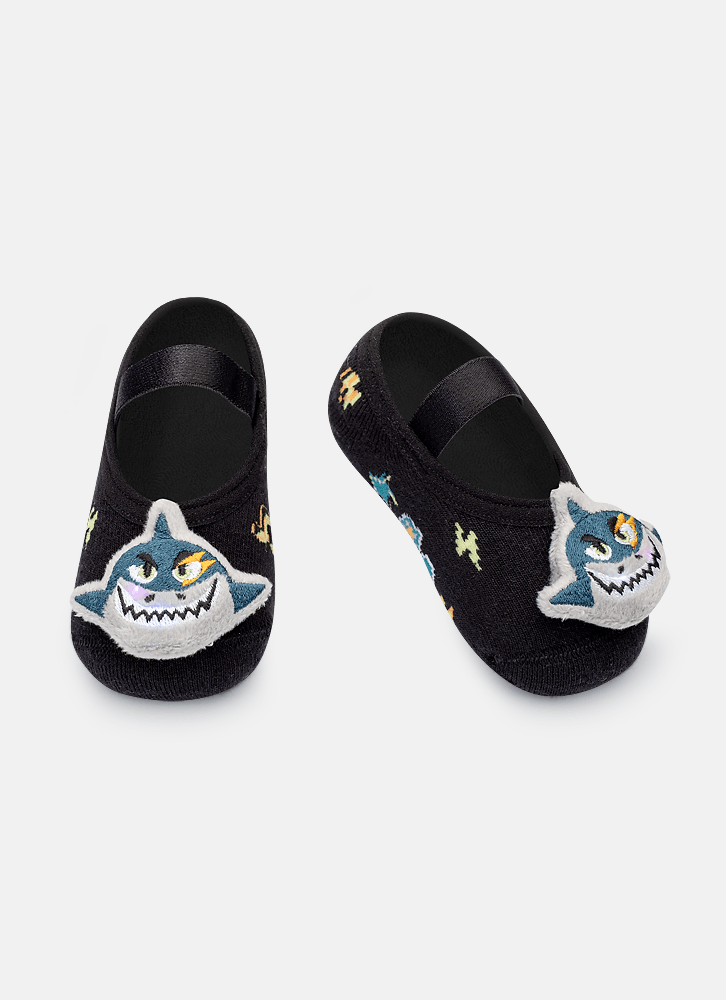 Meia-Sapatilha-Antiderrapante-Com-Aplique-De-Led-Bebe-Menino-Tubarao-Rockstar