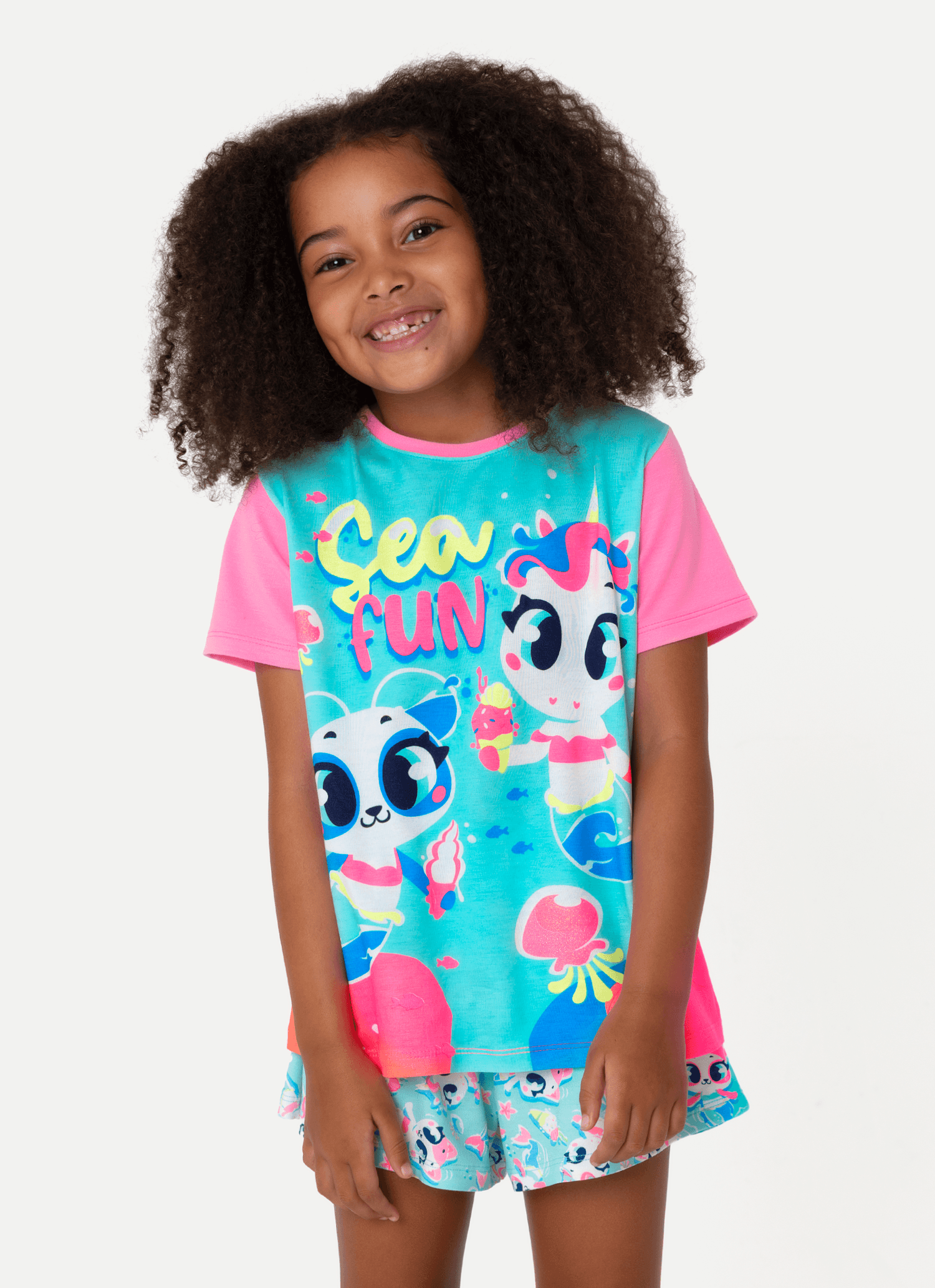 Pijama-Manga-Curta-Viscolycra-Menina-Multibichos-Sereia
