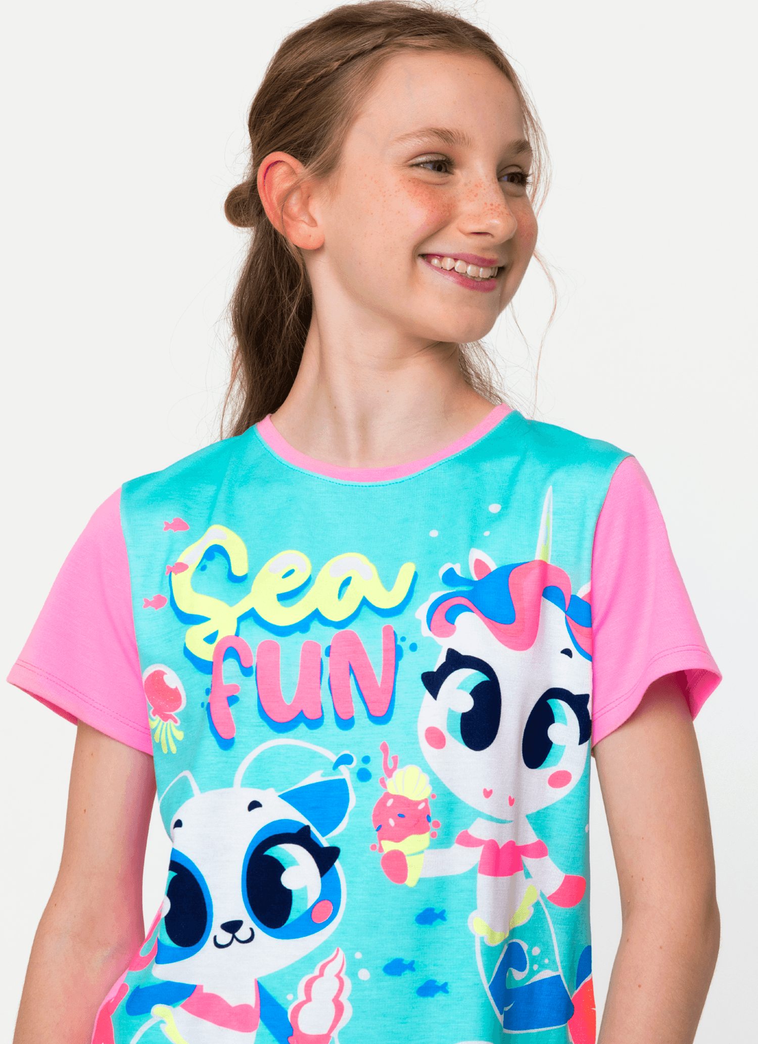 Pijama-Manga-Curta-Viscolycra-Menina-Teen-Multibichos-Sereia