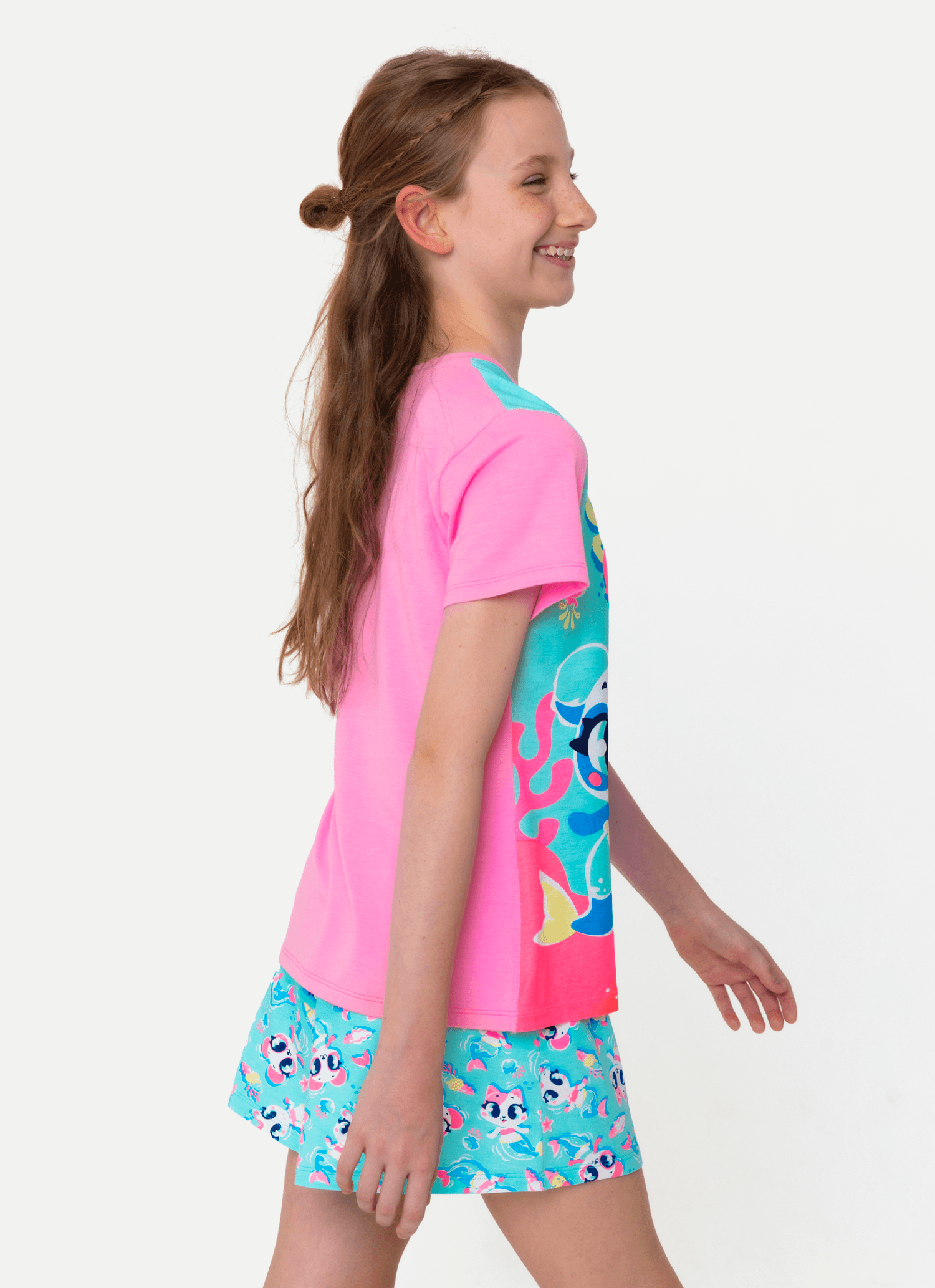Pijama-Manga-Curta-Viscolycra-Menina-Teen-Multibichos-Sereia