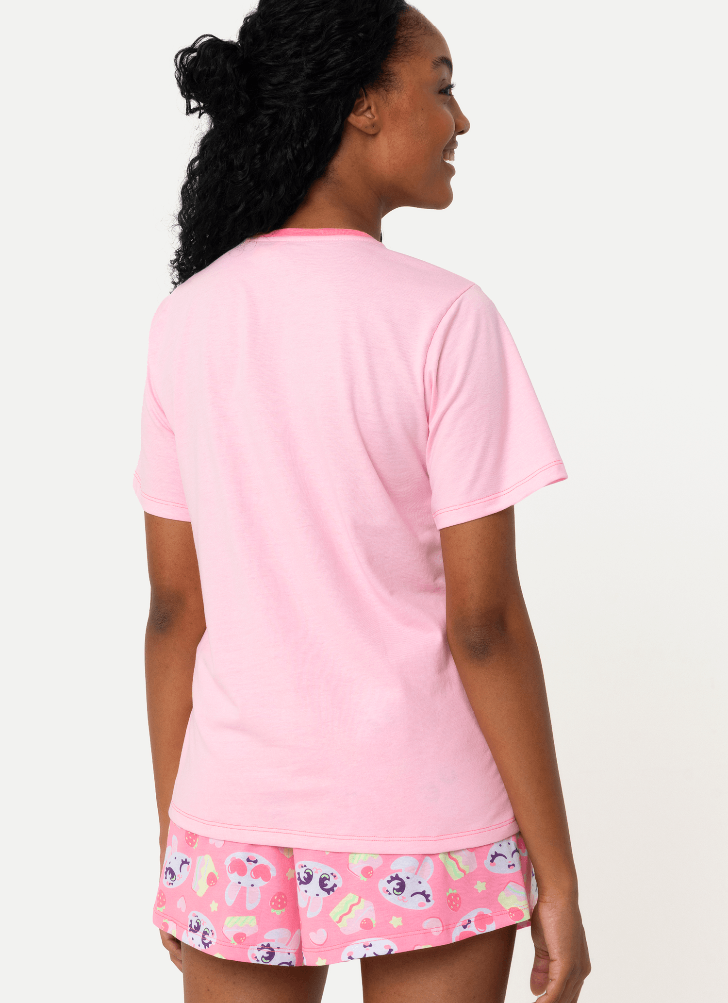 Pijama-Manga-Curta-Algodao-Feminino-Coelha-Romantica