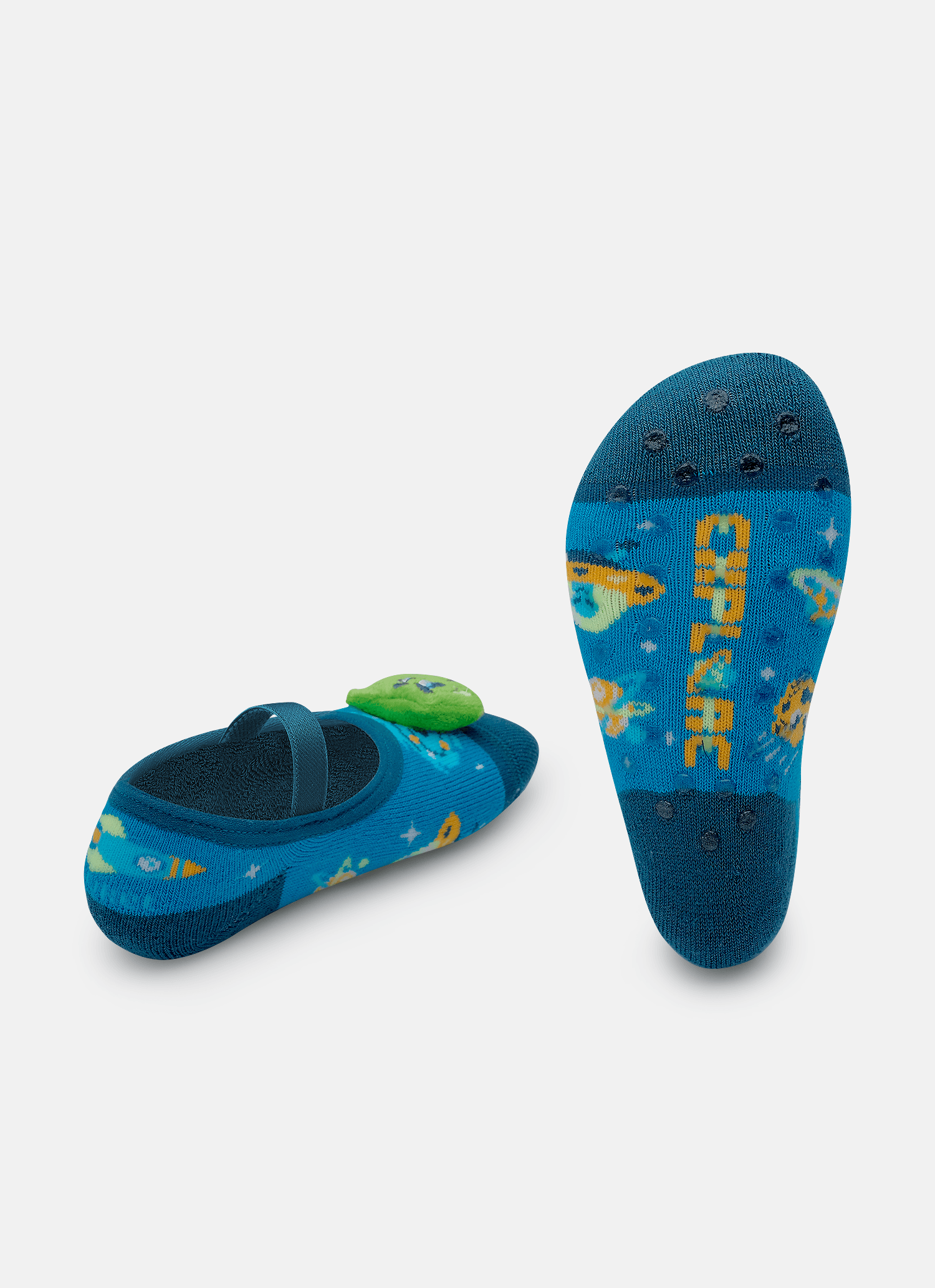 Meia-Sapatilha-Antiderrapante-Com-Aplique-De-Led-Bebe-Menino-Dino-Astronauta
