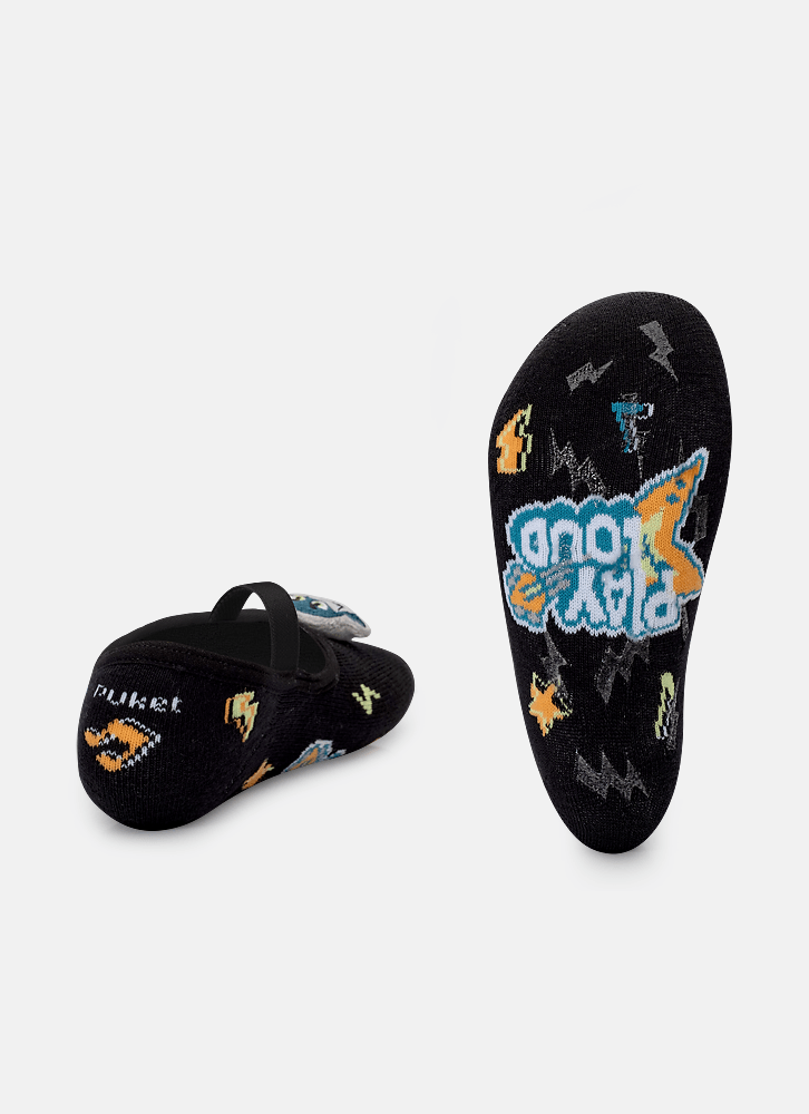 Meia-Sapatilha-Antiderrapante-Com-Aplique-De-Led-Menino-Tubarao-Rockstar