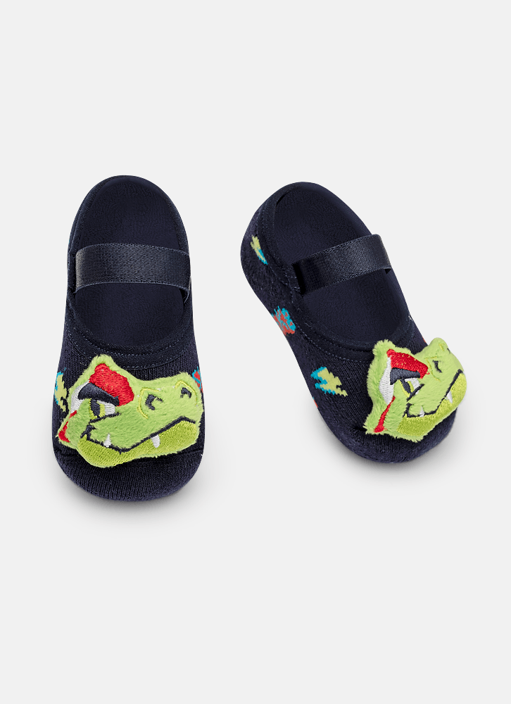 Meia-Sapatilha-Antiderrapante-Com-Aplique-De-Led-Bebe-Menino-Dinossauro-Skate