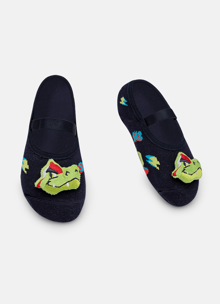 Meia-Sapatilha-Antiderrapante-Com-Aplique-De-Led-Menino-Dinossauro-Skate