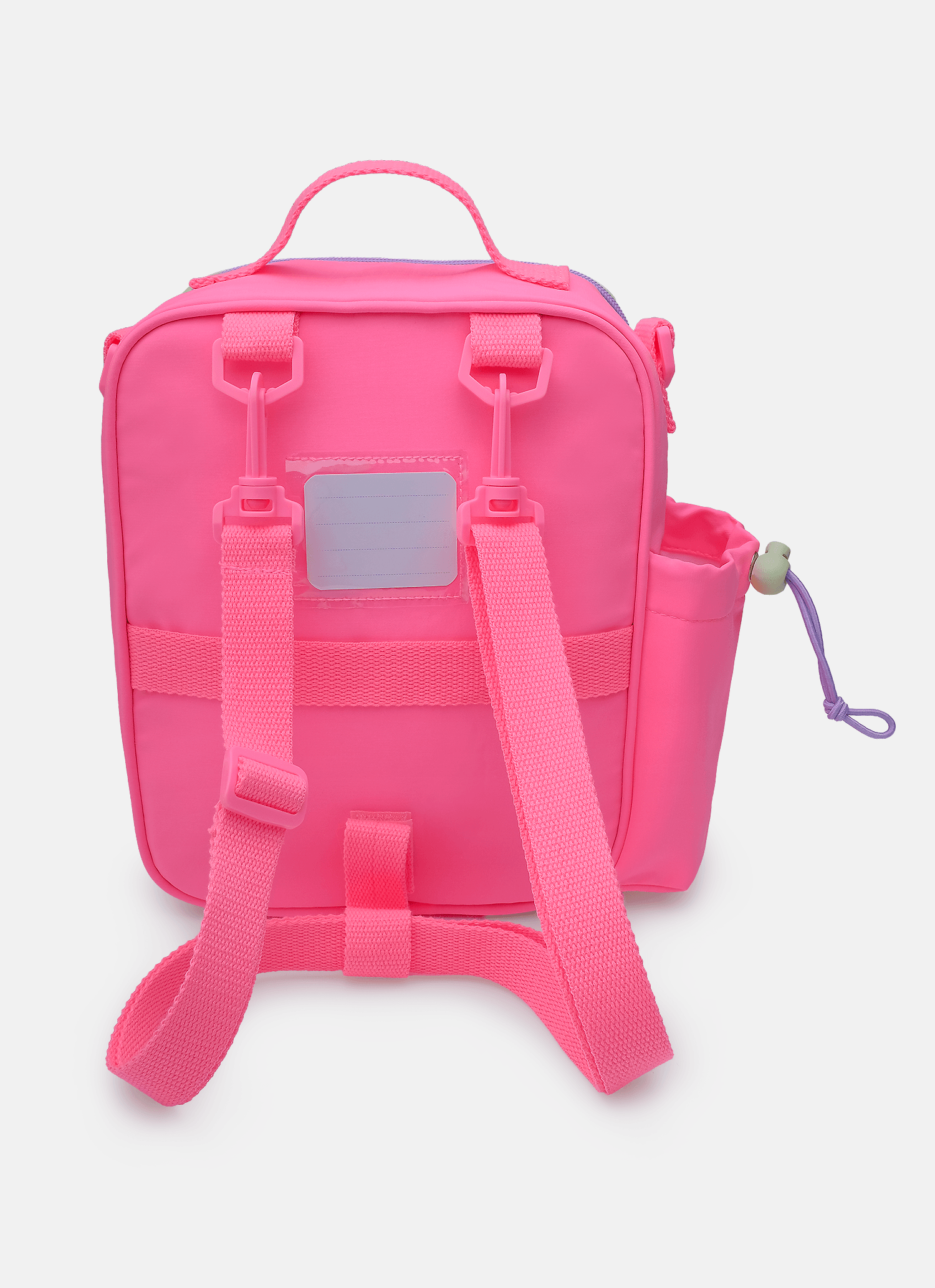 Lancheira-Termica-Com-Bolso-Frontal-Rosa-E-Amarelo