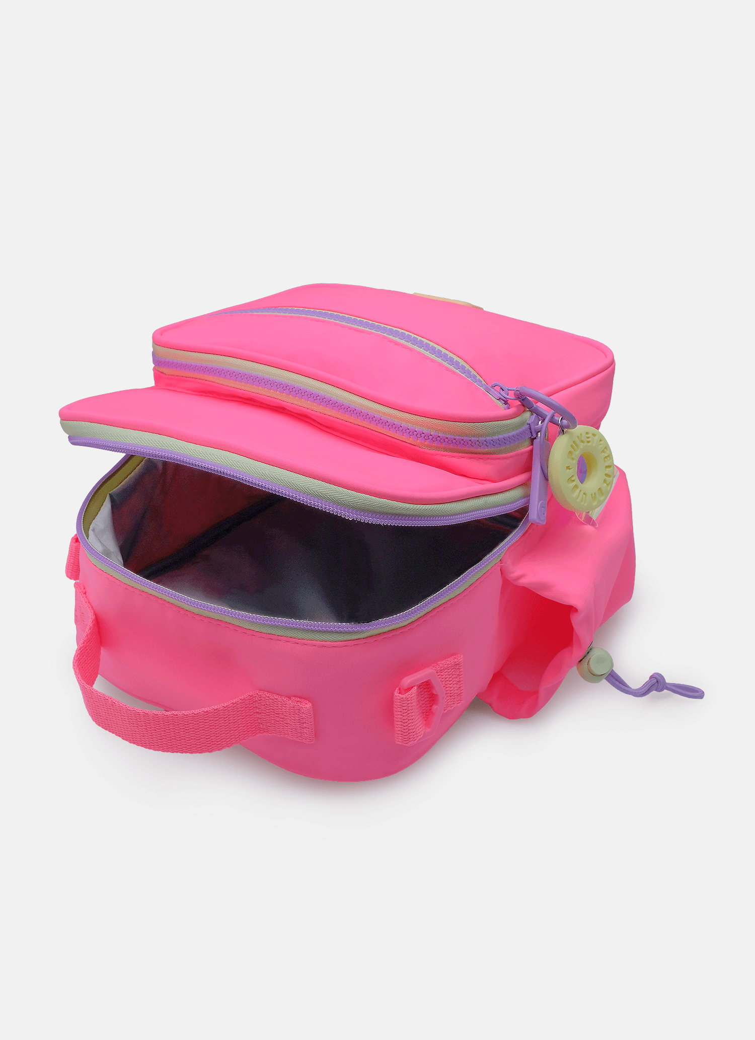 Lancheira-Termica-Com-Bolso-Frontal-Rosa-E-Amarelo