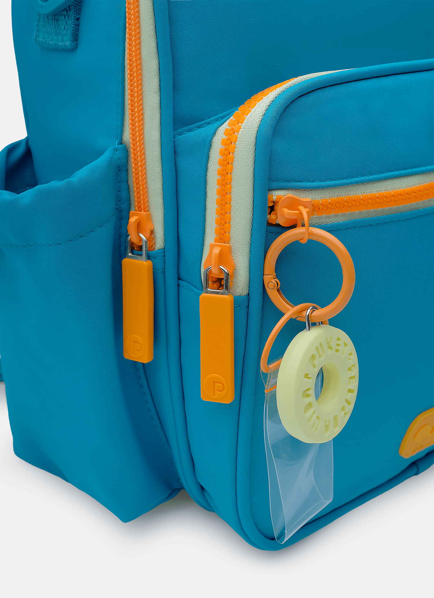 Lancheira-Termica-Com-Bolso-Frontal-Azul-Petroleo-E-Laranja