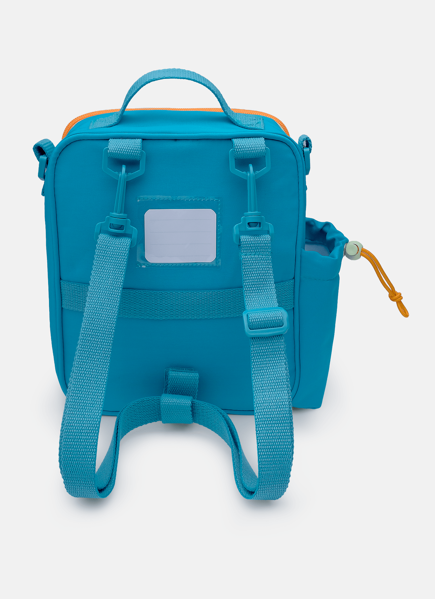 Lancheira-Termica-Com-Bolso-Frontal-Azul-Petroleo-E-Laranja