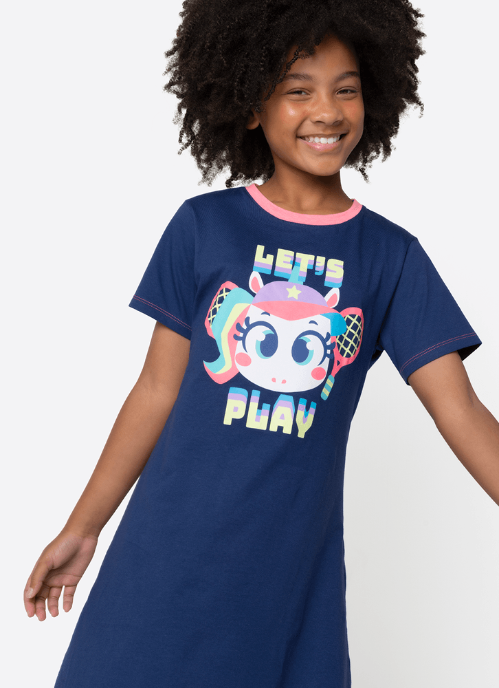 Camisola-Manga-Curta-Algodao-Menina-Teen-Unicornio-Tenis