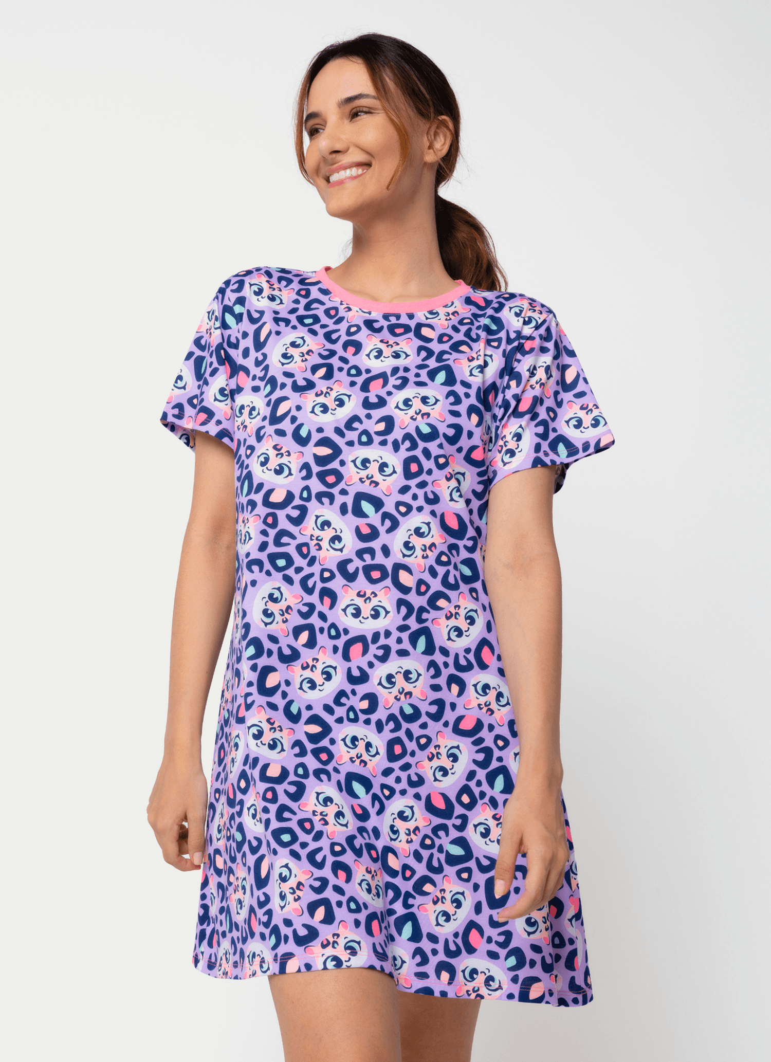 Camisola-Manga-Curta-Algodao-Feminina-Onca