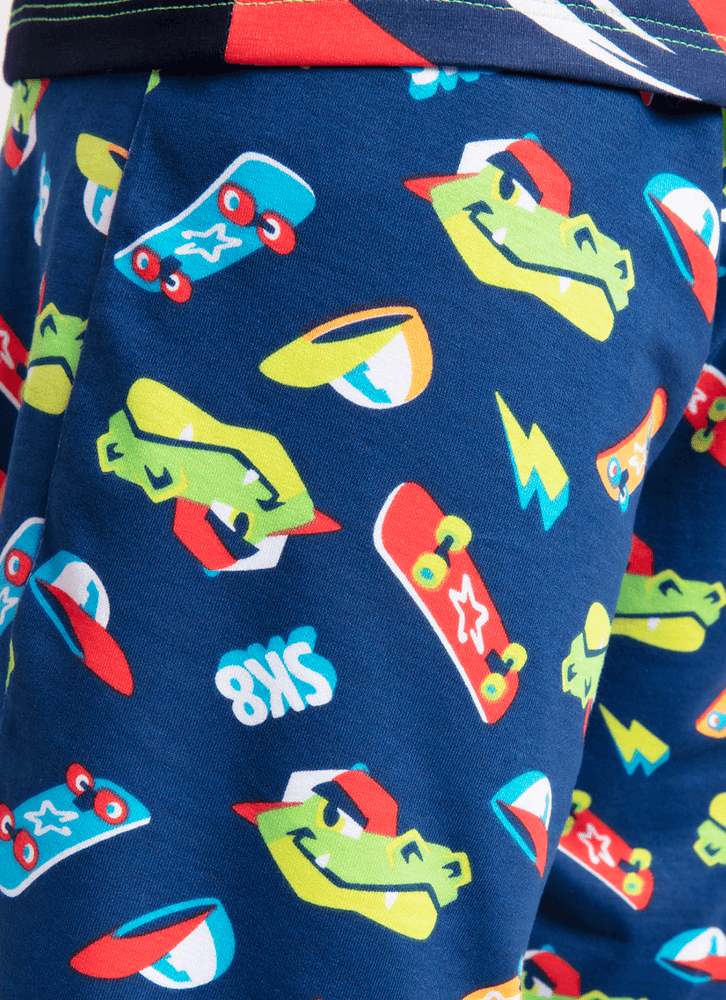 Pijama-Manga-Curta-Viscolycra-Menino-Dinossauro-Skate