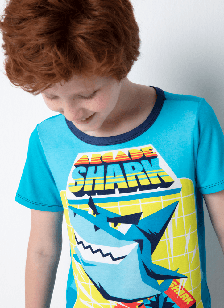 Pijama-Manga-Curta-Viscolycra-Menino-Tubarao-Gamer