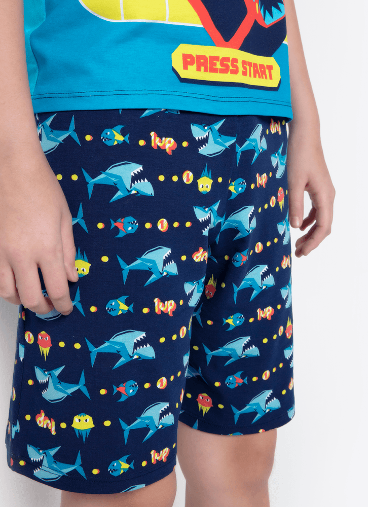 Pijama-Manga-Curta-Viscolycra-Menino-Tubarao-Gamer