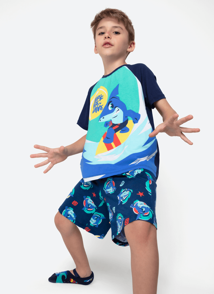 Pijama-Manga-Curta-Viscolycra-Menino-Tubarao-Aloha