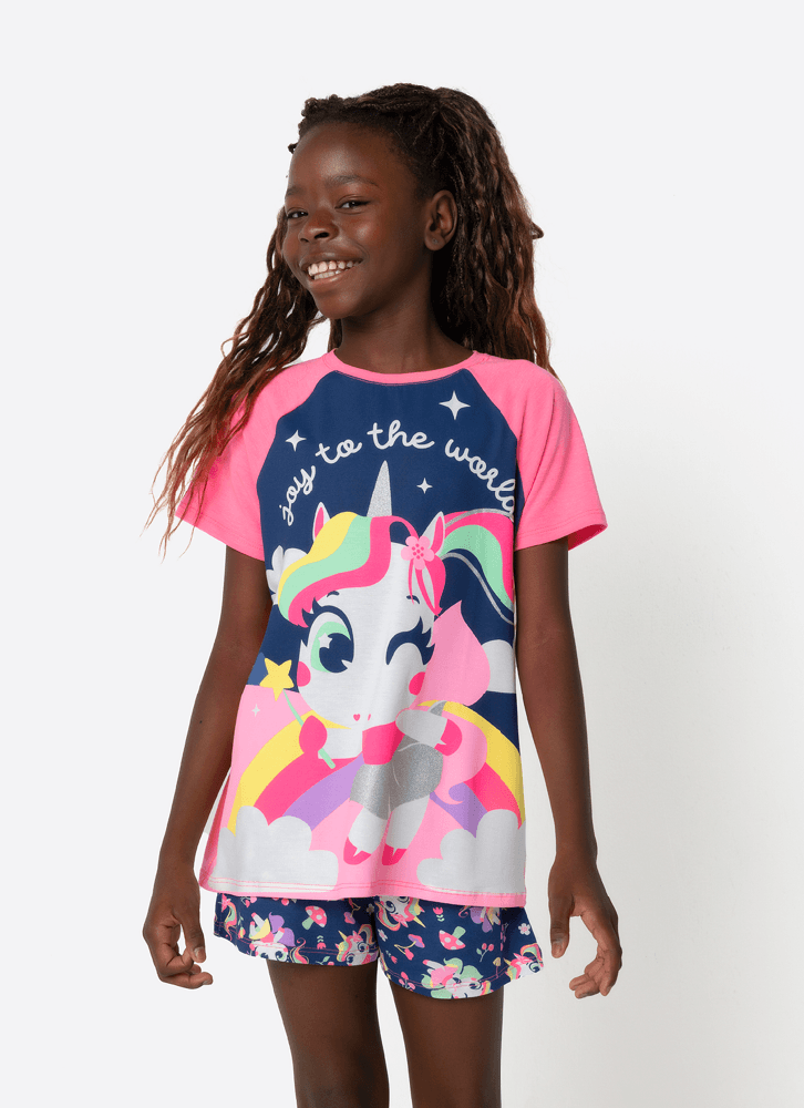 Pijama-Manga-Curta-Viscolycra-Menina-Teen-Unicornio-Encantada
