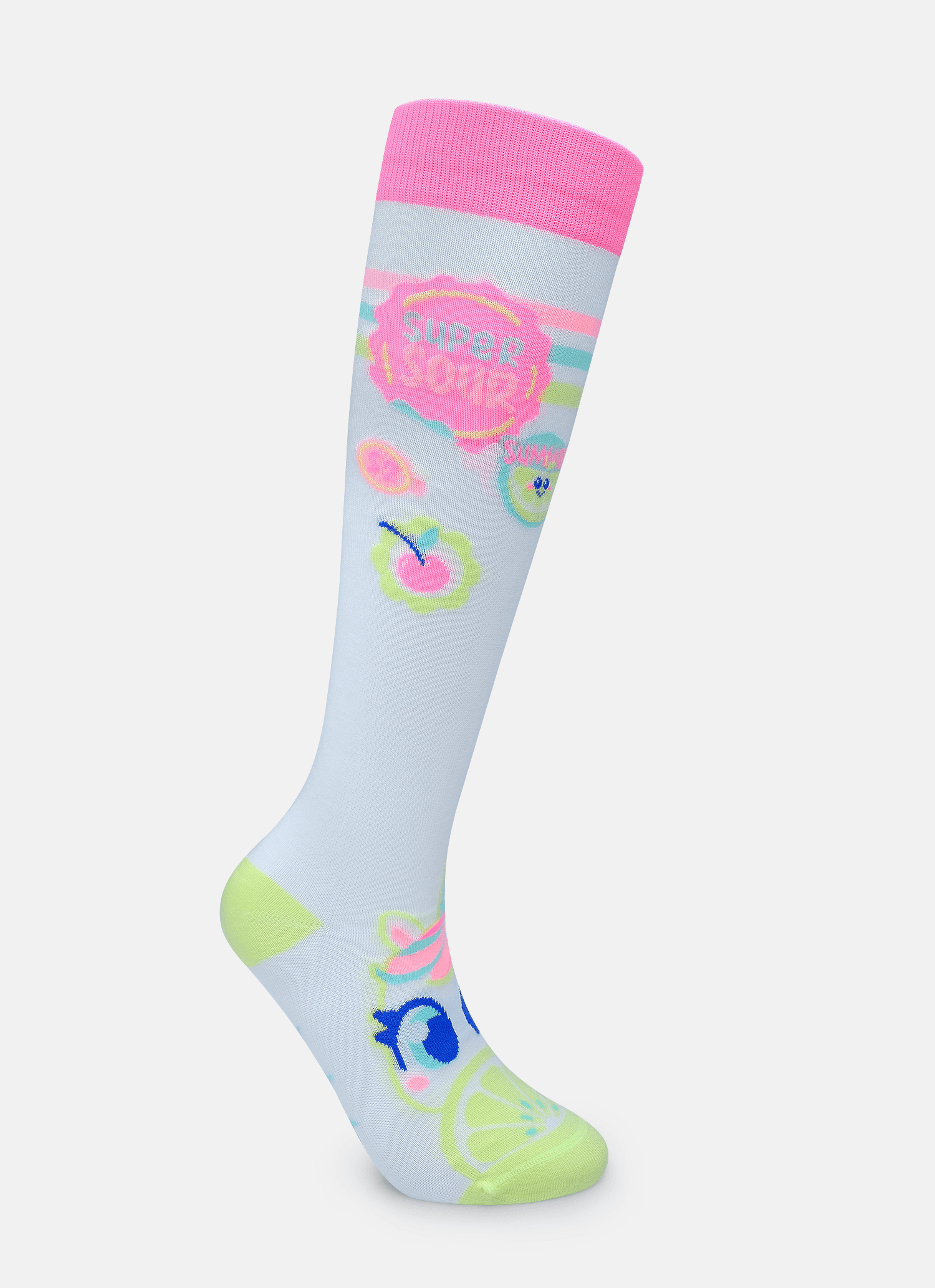 Meia-Cano-3-4-Feminino-Unicornio-Frutas