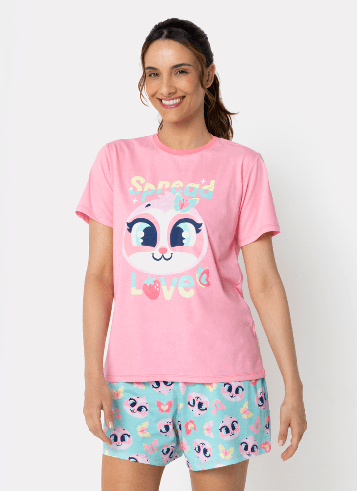 Pijama-Manga-Curta-Algodao-Feminino-Preguica-Picnic