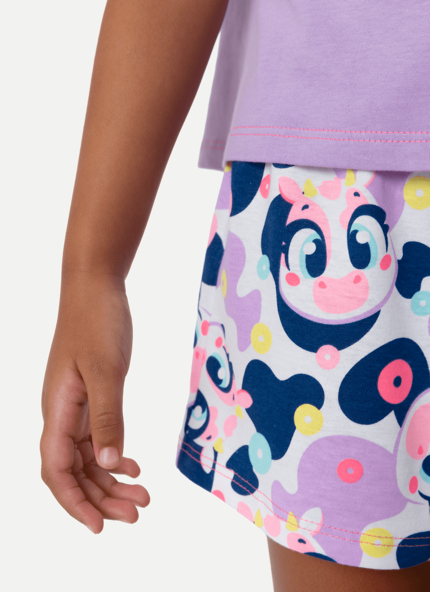 Pijama-Manga-Curta-Algodao-Menina-Vaca-Cereal
