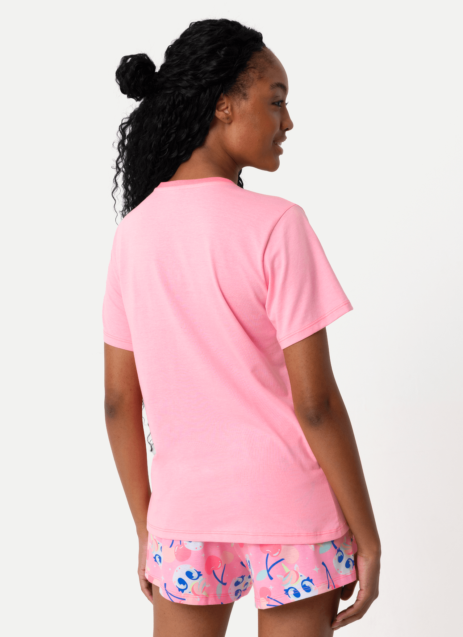Pijama-Manga-Curta-Algodao-Feminino-Unicornio-Frutas