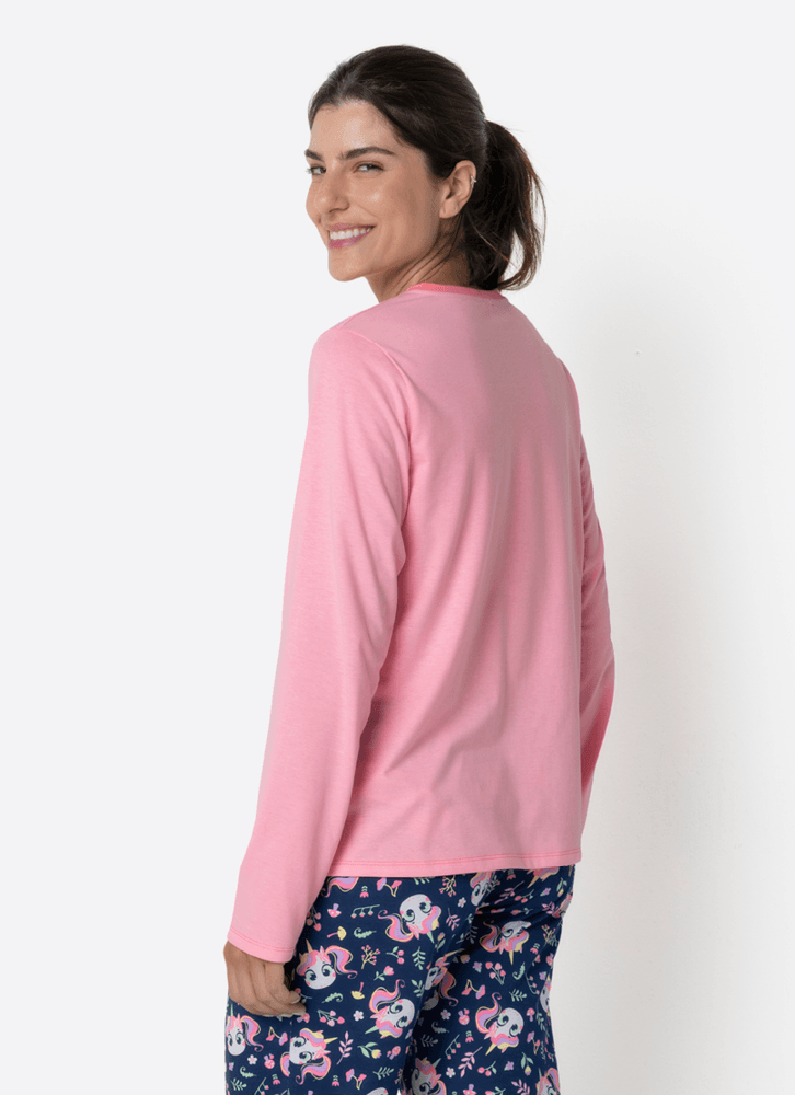 Pijama-Manga-Longa-Algodao-Feminino-Unicornio-Encantada