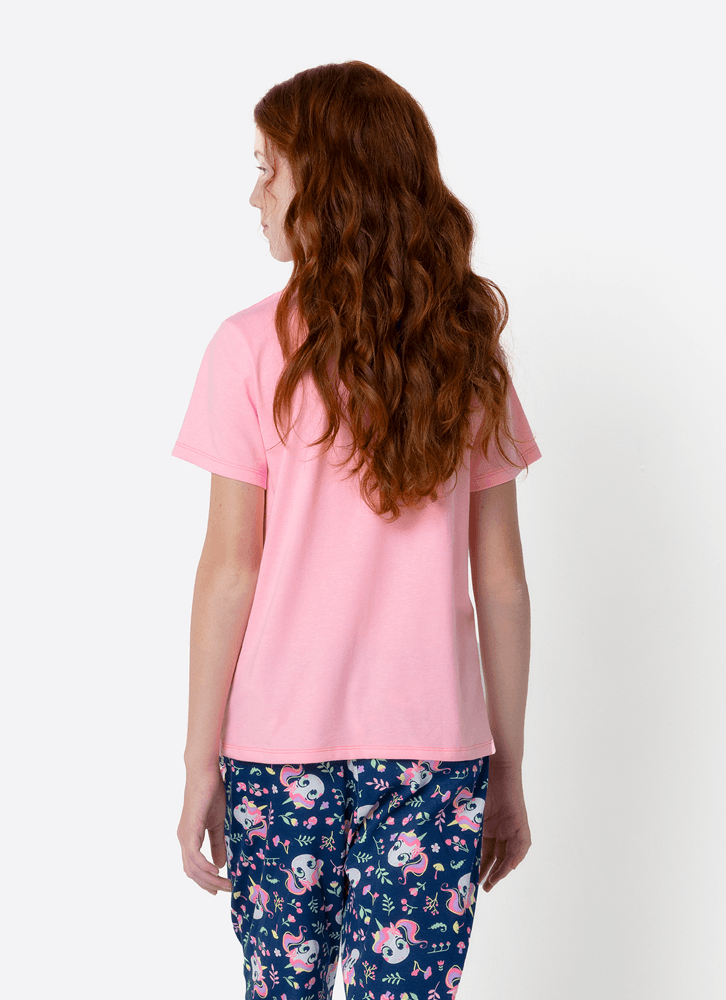 Pijama-Manga-Curta-Algodao-Menina-Teen-Unicornio-Encantada