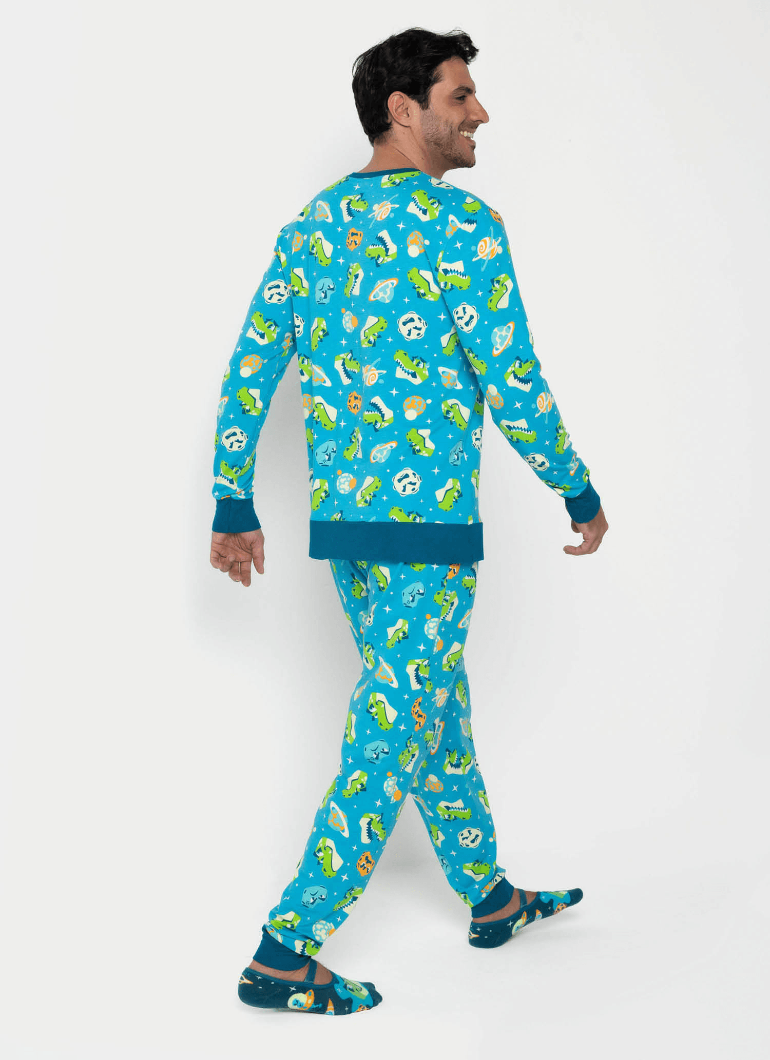 Pijama-Manga-Longa-Moletinho-Masculino-Dino-Astronauta