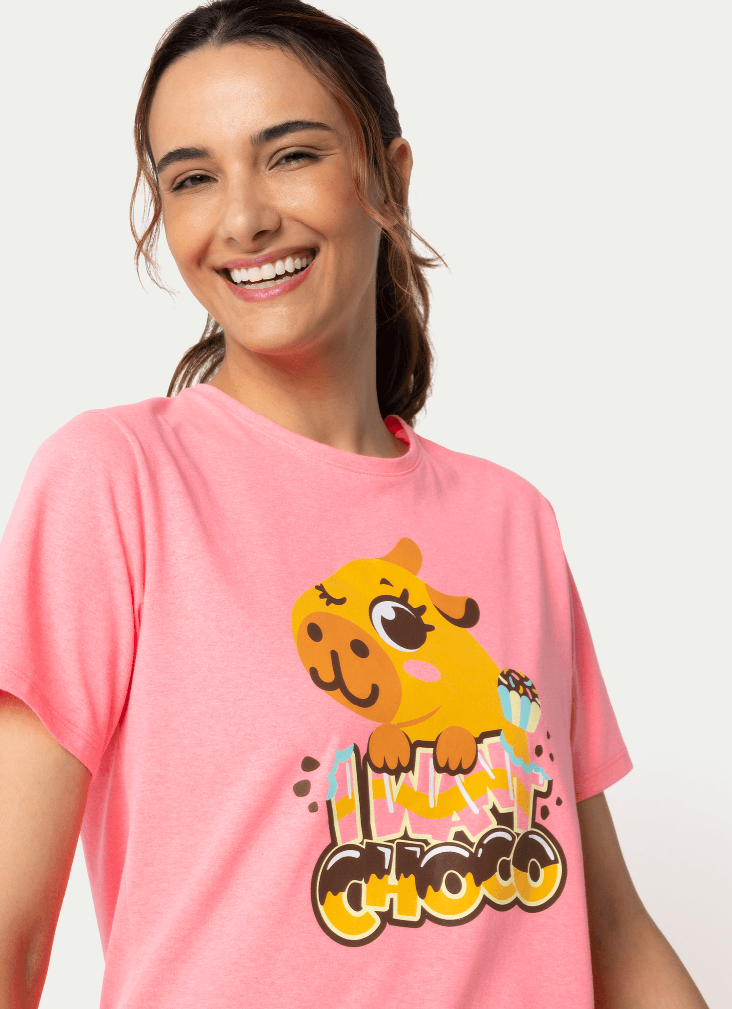 Pijama-Manga-Curta-Algodao-Feminino-Capivara-Chocolate
