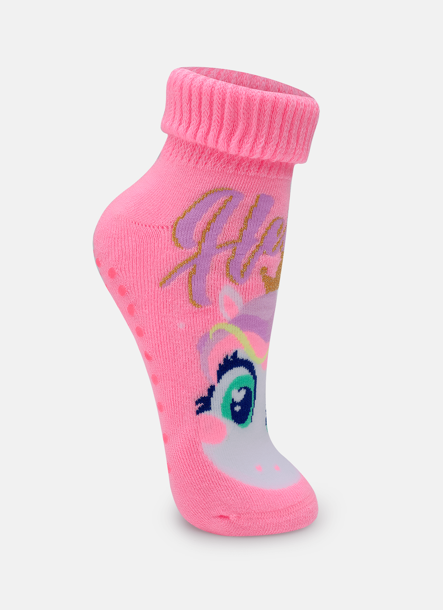 Meia-Botinha-Antiderrapante-Feminino-Unicornio-Diamante