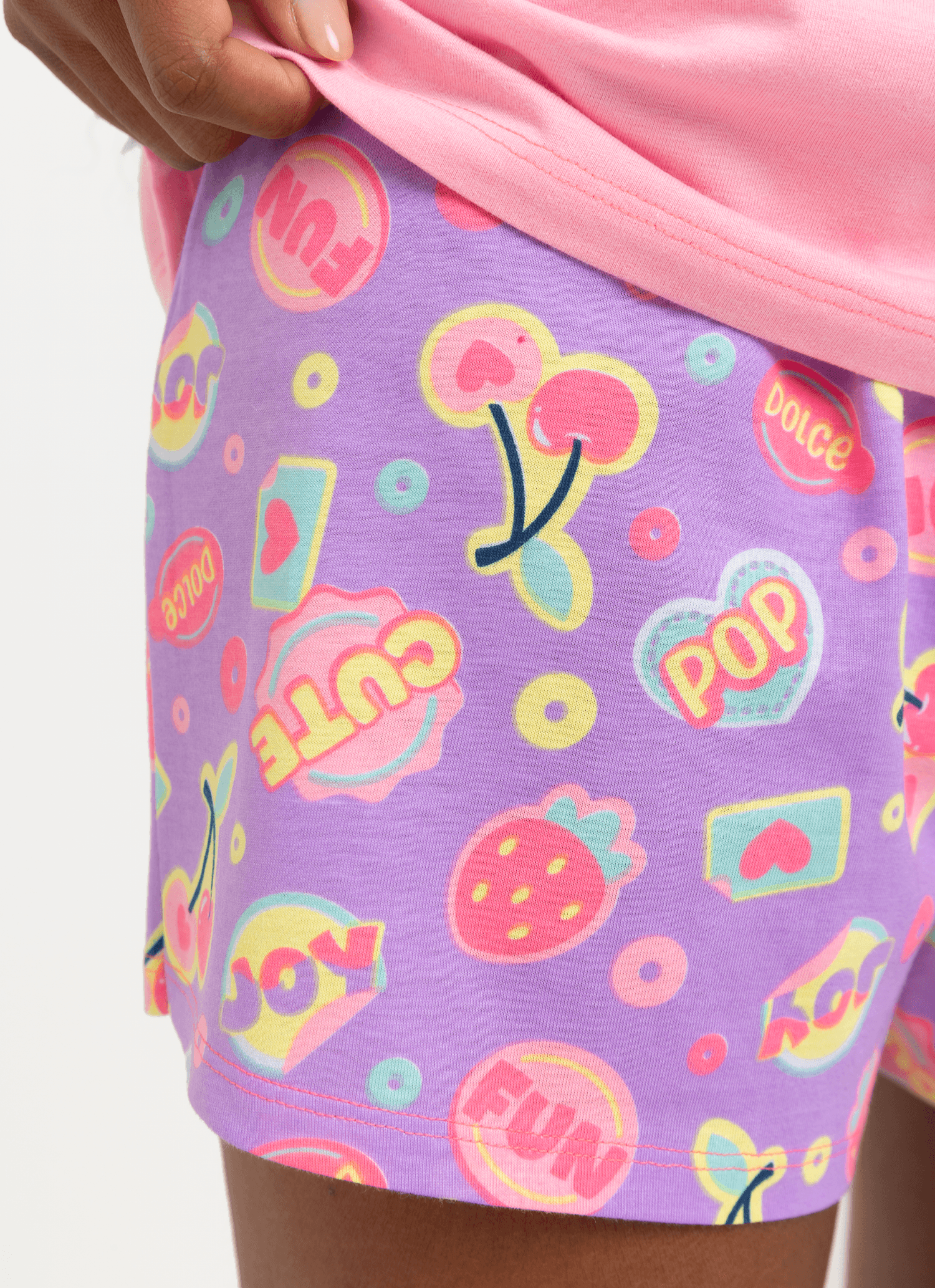 Pijama-Manga-Curta-Algodao-Feminino-Cereja