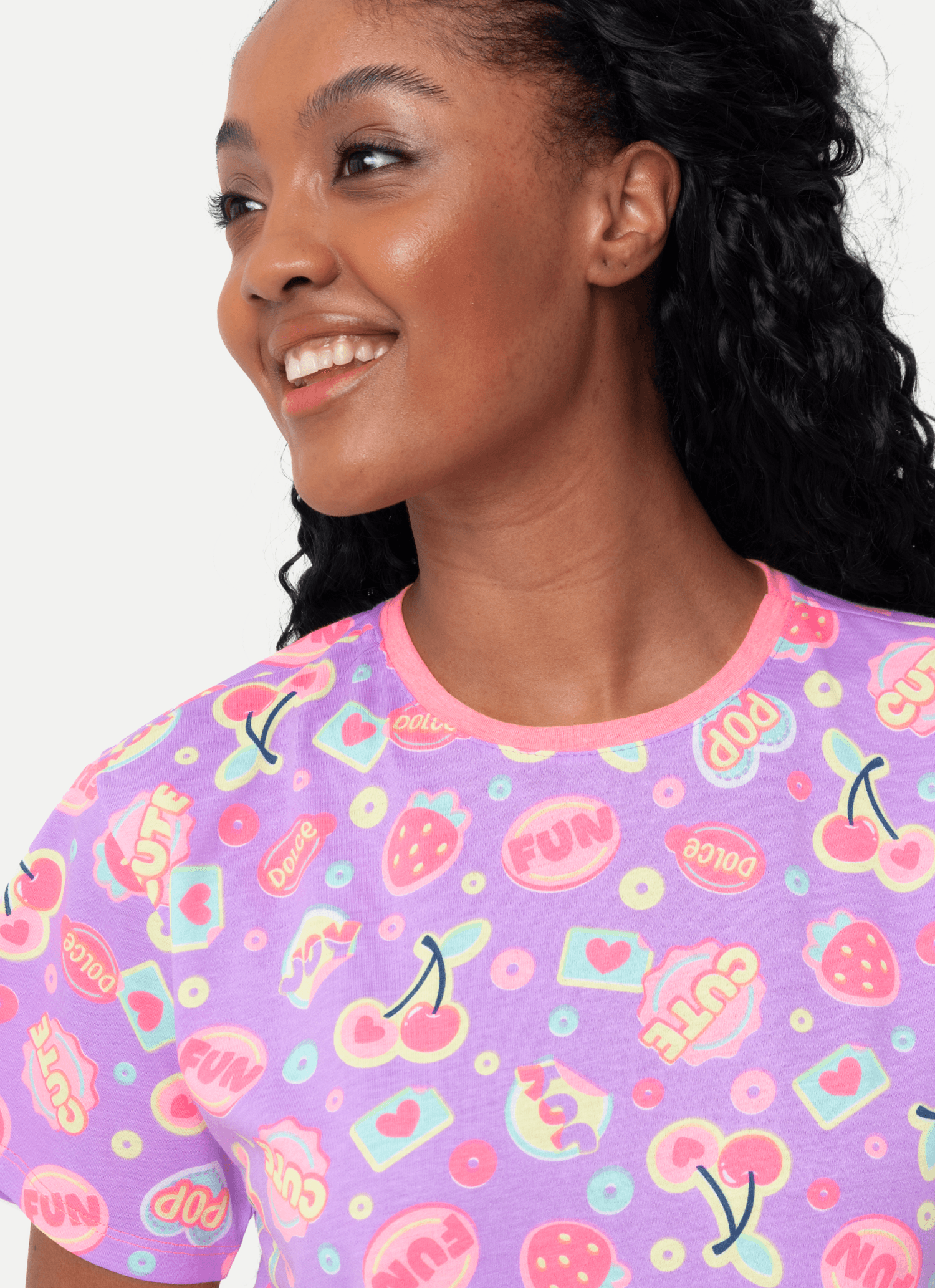 Camisola-Manga-Curta-Algodao-Feminina-Cereja
