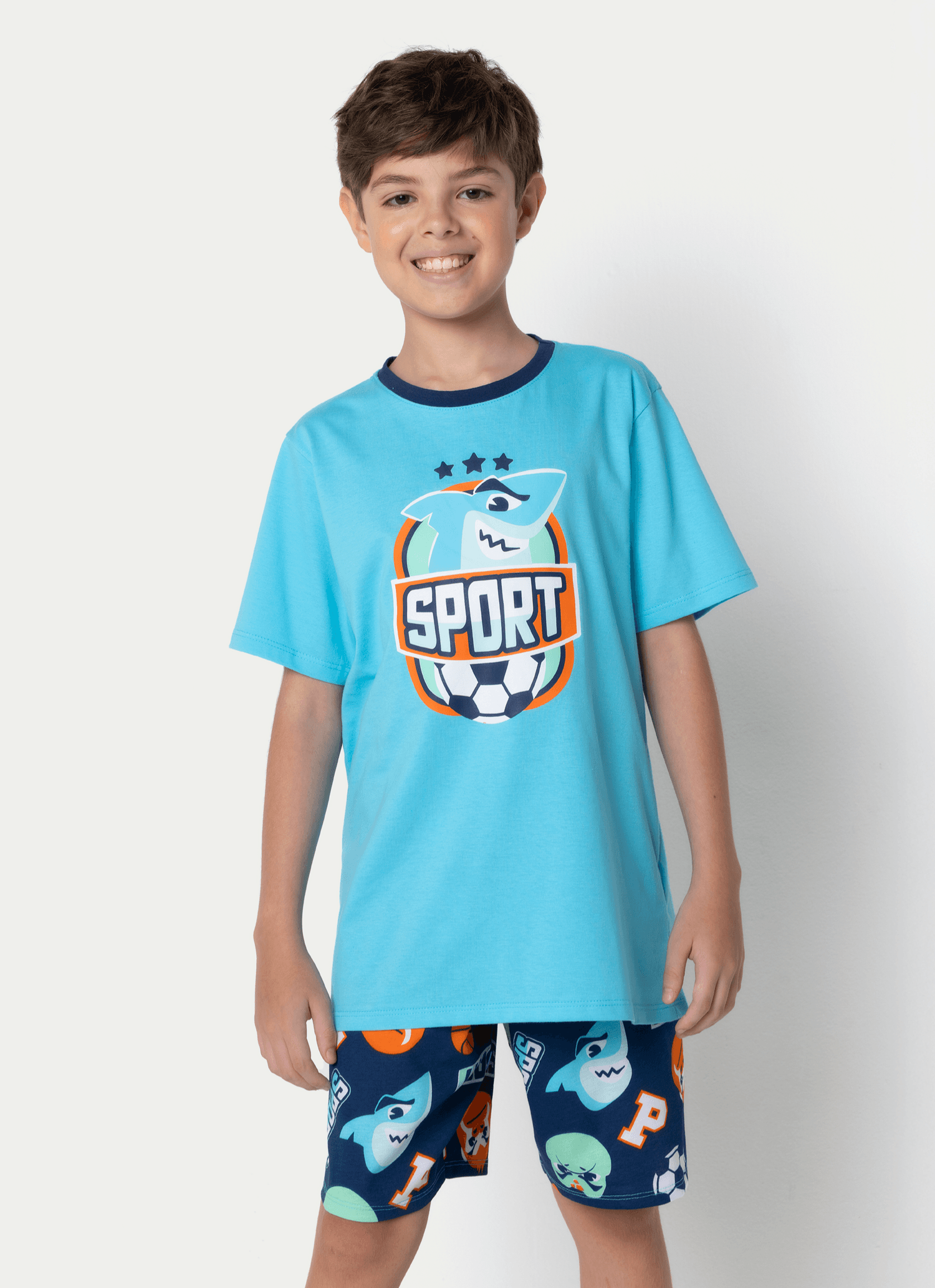 Pijama-Manga-Curta-Algodao-Menino-Teen-Tubarao-Futebol