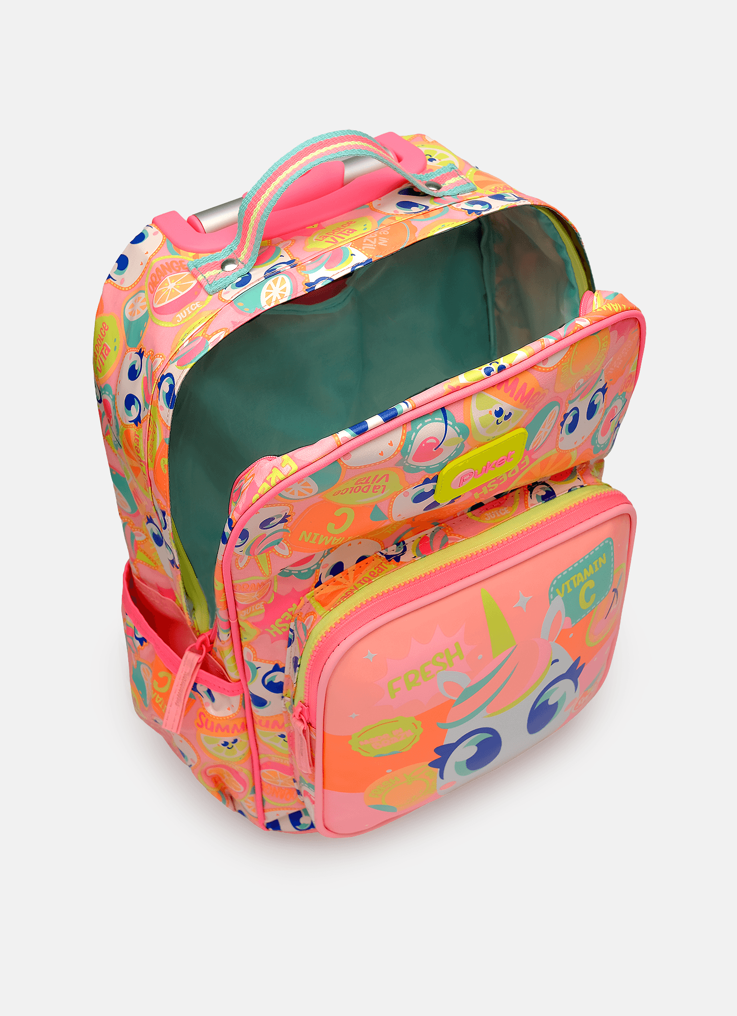 Mochila-Com-Rodinha-Pequena-Unicornio-Frutas